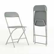 Flash Furniture Hercules Series Plastic Folding Chair Grey - 2 Pack 650LB Weight Capacity Comfortable Event Chair-Lightweight Folding Chair 2-LE-L-3-GREY-GG